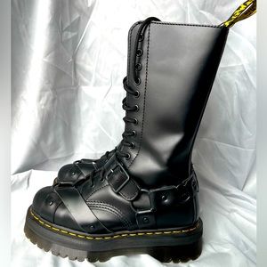 Dr Martens 1914 Black Leather Harness Tall Boots Sz EU39